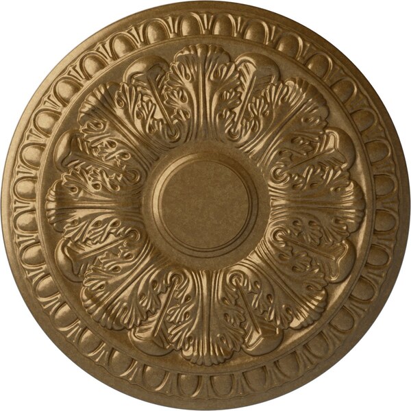 Ekena Millwork Colton Ceiling Medallion (Fits Canopies up to 4 3/4"), Hand-Painted Pale Gold, 15 3/4"OD x 1 1/2"P CM15CNPAS - main